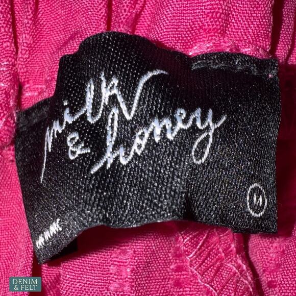 Milk & Honey Boutique Pleated Pink Wide Leg Pant Set Vibrant Spring Style NEW - Picture 12 of 16